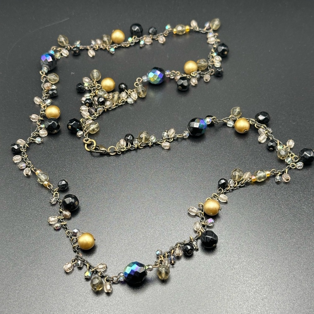 Chic Black and Gold Beaded Necklace